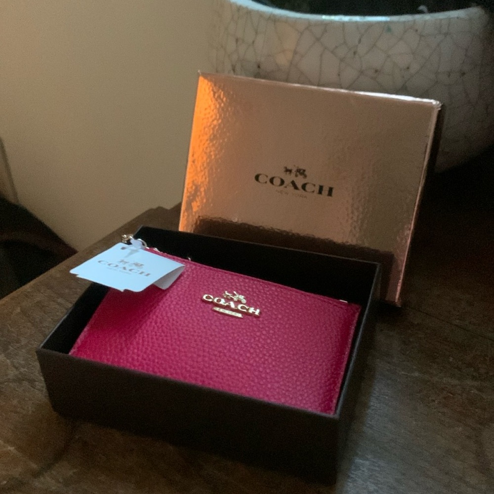 Coach NWT mini wallet/keychain in hot pink.